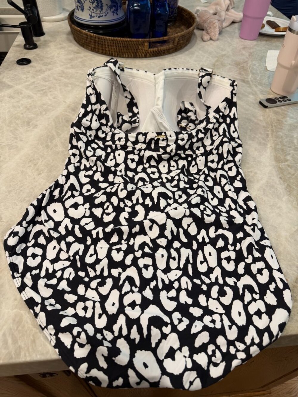2 Anne Cole 1 piece black and white  cheetah and black  swimsuits size 18W - Picture 2 of 6